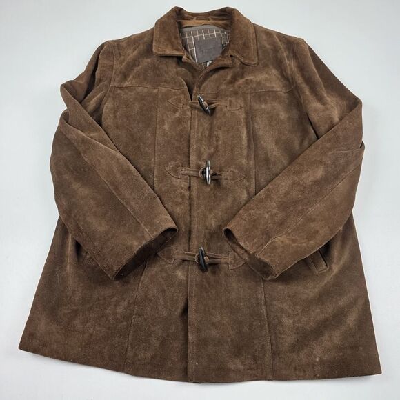 J.Crew Men’s Brown Label Suede‎ Leather Coat / Jacket Large Zipper Lining Toggle - Picture 3 of 13